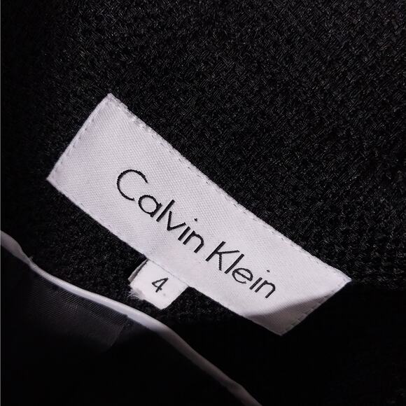 CALVIN KLEIN! LUXE BLACK TEXTURED, BELTED TIE WAIST JACKET, BLAZER! SZ 4 - Picture 9 of 12